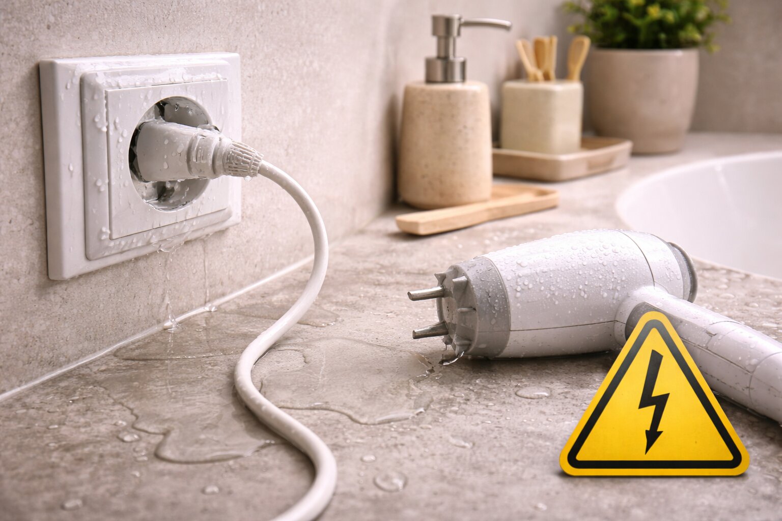 is een stopcontact in de badkamer gevaarlijk